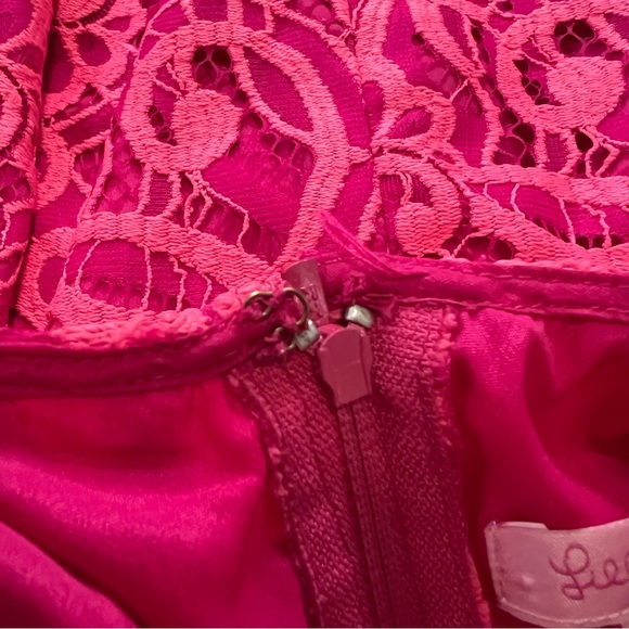 Lilly Pulitzer Mara Hot Pink About Face Two Tone Scallop Lace Ruffle Dress sz 4 - Picture 13 of 16